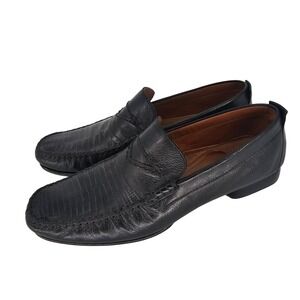 Mezlan Genuine Lizard Leather Loafer Shoes 9 M Black Made in Spain Luxury